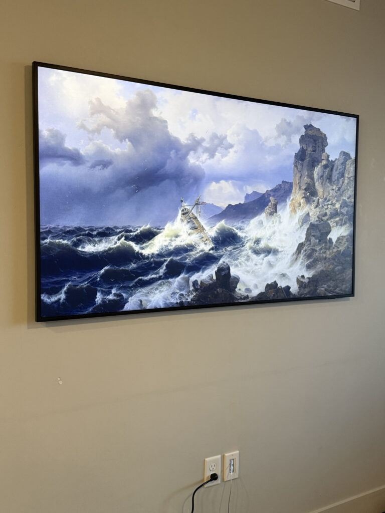 Samsung Frame TV mounting with wire concealment HandyWoody