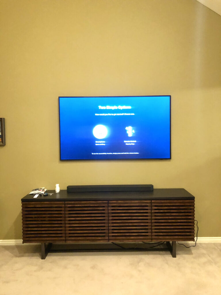 Samsung Frame TV mounting with wire concealment HandyWoody